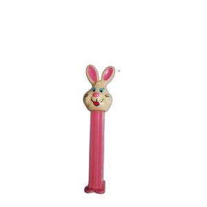 Vintage PEZ Dispenser Easter Bunny Rabbit Pink White Head Footed w Feet 5”